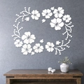 Modern 3D hibiscus flower acrylic mirror wall stickers for home living room decor - Silver