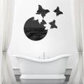 Detalle de los adhesivos de pared de espejo de mariposa 3D en acrílico negro baño - Negro