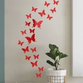 Papillons muraux 3D miroir rouge pour décoration de chambre et de salon moderne - Rouge