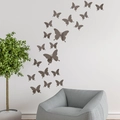 Modern set of 18 dark grey acrylic butterfly mirror wall stickers for home decoration - Brown