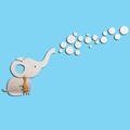 3D silver acrylic mirror wall sticker featuring a cute elephant and bubbles design - Bubble Blowing Elephant [Silver]