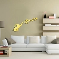 Bright yellow acrylic mirror wall sticker featuring a cute elephant and bubbles design - Bubble Blowing Elephant [Gold]