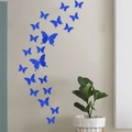 3D blue butterfly mirror wall stickers set in acrylic with high gloss finish - Blue