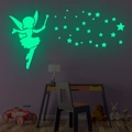Leuchtende Wandaufkleber mit Fee und Sternen für das Kinderzimmer Dekoration - Fluoreszierendes Grün Fee Stern