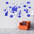 3D acryl spiegel muurstickers vissen in blauw voor moderne woonkamer decoratie - Blauw