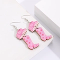 Detail of pink Western earrings with Big Dolly Energy cowboy hat and star boots - Cowboy Hat and Boots (8898)