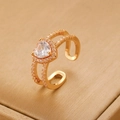 Detail of vintage gold heart ring with zircon stones and double-layered adjustable band - 01 KC Gold