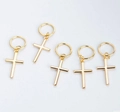 Lot de 5 pendentifs croix dorés minimalistes avec finition métallique polie - Or (6260)