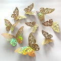 Adesivi murali farfalla 3D oro e olografici traforati per decorazione sfondo di nozze - Modello B Oro Laser