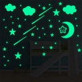 Leuchtende Wandaufkleber mit Sternen und Mond für das Kinderzimmer Decken Dekoration - Mond Und Meteor Leuchtaufkleber (YG-1009)