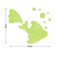Lichtgevende groene koi vis muursticker met bubbels, DIY fluorescerend, 50x40cm groot - Koi-stijl (YG1002 Lichtgevende Koi)