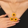 Fresh sunflower jewelry set with golden necklace and earrings for women and girls - Sunflower Necklace & Earrings Set (10742) / KC Gold
