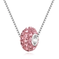Sparkling pink crystal clay ball pendant on silver venetian box chain necklace - 05 Rose Red