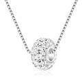 Silver Shamballa crystal ball pendant necklace with pavé rhinestones on box chain - 08 White
