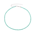 Ethnic mint green seed bead necklace with adjustable silver lobster clasp for women - Silver Clasp Simple Style (11651) / Green
