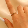 Elegant gold rose ring with sparkling zircon accents and a textured spiral band - 3D Rose Flower Dual Zircon Thin Style (4308)