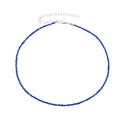 Bohemian choker necklace with small blue seed beads and adjustable silver clasp - Silver Clasp Simple Style (11652) / Dark Blue