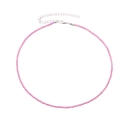 Pink seed bead beaded necklace with silver lobster clasp and extension chain jewelry - Silver Clasp Simple Style (11654)