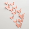 Detail of 3D layered butterfly wall stickers with pink hollow lace patterns - Pink