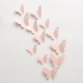 Set of 3D hollow pink pearlescent paper butterfly wall stickers for home decor - Light Pink