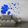 Wandaufkleber aus blauem Acryl mit Spiegel-Effekt, Fee und Herzform für Wohndekoration - Blau