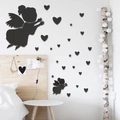 Feen und Herz Spiegelwandtattoo Set für Wohnzimmer und Schlafzimmer Wanddekoration - Schwarz