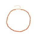 Handmade beaded choker necklace with vibrant orange seed beads and gold metal accents - Gold Clasp & Spacer Beads Style (G-372)