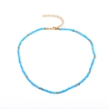 Ethnic style beaded necklace with sky blue seed beads and gold accents for women - Gold Clasp & Spacer Beads Style (G-368)