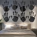 Halloween handprint acrylic mirror wall decals for modern living room decor - Black