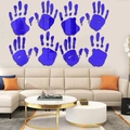 Set of 8 blue handprint acrylic mirror wall stickers for Halloween home decor and living room - Blue