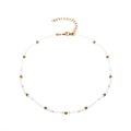 Handmade beaded necklace in white and gold finish with adjustable extender chain - Gold Clasp & Spacer Beads Style (G-370) / White