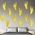 Pegatinas de pared creativas de espejo amarillo con forma de huellas para dormitorios - Huella de Oro (JM508)