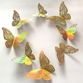Adesivi murali farfalla 3D laser dorati con effetto riflettente arcobaleno metallico - Modello C Oro Laser