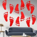 Red mirror acrylic footprint wall stickers for modern living room creative home decor - Red Footprint (JM508)