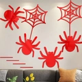 Autocollants muraux araignée d'Halloween en acrylique miroir rouge pour décoration de fête - Rouge