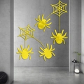 Stickers muraux araignée en acrylique miroir jaune pour décoration d'Halloween - Doré