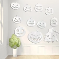 Halloween Kürbis und Geist Acryl Spiegel Wandtattoo Set für festliche Innendekoration - Silber