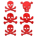 Detail view of red skull acrylic mirror wall stickers in various gothic patterns - Red