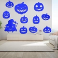 Halloween Wandtattoo Set aus blauen Acryl-Kürbisspiegeln für die Innendekoration - Blau