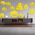 Halloween Kürbis Acryl Spiegel Wandsticker Set für die Wohnzimmer Deko zu Feiertagen - Gold