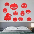 11-piece red mirror acrylic Halloween pumpkin wall stickers for festive home decoration - Red