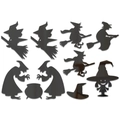 Detail of Halloween black acrylic mirror wall stickers featuring witches and cauldrons - Witch (JM504)