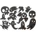Set de 11 pegatinas de pared de espejo para Halloween en acrílico negro con calaveras - Fantasma (JM502) / Rojo