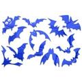 Detail of 12-piece blue acrylic bat mirror wall stickers for Halloween home decor - Blue Mirror Bat Style (JM501)