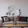 Adesivi da parete a specchio in acrilico con gatti e cuori per arredamento moderno casa - Gatto Cuore (XN201) / Argento