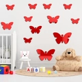 Rode 3D vlinder muurstickers van acryl in diverse maten voor de slaapkamer decor - 12 stuks / Rood