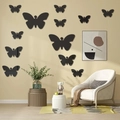 Moderne 3D vlinder wandstickers in mat zwart voor minimalistische interieurdecoratie - 12 stuks / Zwart