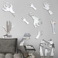 10er-Set Halloween-Spiegel-Wandaufkleber mit Zombie-Hand-Designs für die Wand im Wohnzimmer - Silber