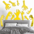 Gruselige gelbe Zombie-Hand Acryl-Wandaufkleber für Halloween-Heimdekorationen - Gold
