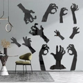 Gruselige 3D-Spiegel-Zombiehände Wandaufkleber für Halloween-Deko im Wohnzimmer - Schwarz